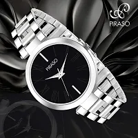 PIRASO Beautiful Black Dial with Silver Stainless Steel Chain Watch for Women Girls-thumb2