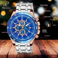 PIRASO Stunning Blue Dial with Silver Stainless Steel Chain Analog Watch for Men Boys-thumb4