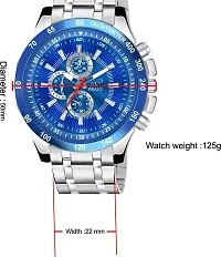 PIRASO Stunning Blue Dial with Silver Stainless Steel Chain Analog Watch for Men Boys-thumb2