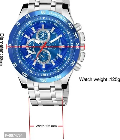 PIRASO Stunning Blue Dial with Silver Stainless Steel Chain Analog Watch for Men Boys-thumb3