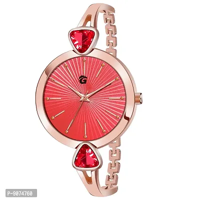 G-HAWK Red Dial with Rose Gold Bracelet Women's Analog Watch