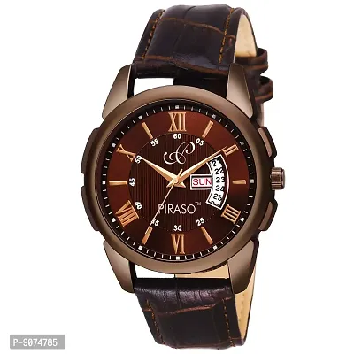 Piraso Times Brownish Day Date Display Watch for Men's  Boy's - 1150-BR