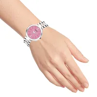 PIRASO Beautiful Pink Dial with Silver Stainless Steel Chain Watch for Women Girls-thumb4