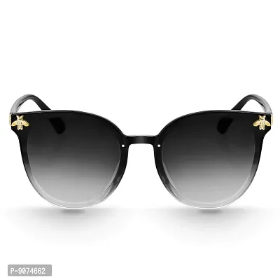 PIRASO UV Protected Honey Bee on Lenses Classy Sunglasses For Women And Girls BLACK WHITE FRAME