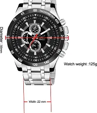 PIRASO Stunning Black Dial with Silver Stainless Steel Chain Analog Watch for Men Boys-thumb4