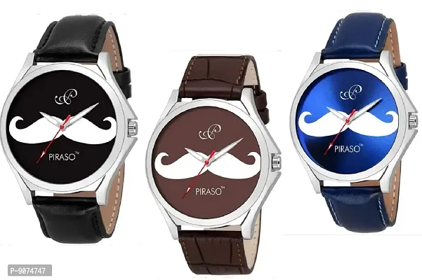 PIRASO Times Quartz Analog Watch - Combo Pack of 3 for Men's -PW3-57
