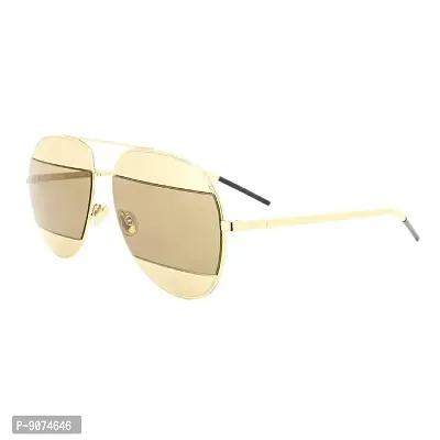 PIRASO Metal Body Classy Look UV Protected Unisex Sunglasses BROWN GOLD