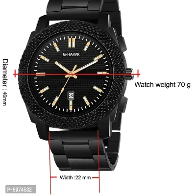 G-HAWK Luxury Look Black Dial and Black Stainless Steel Chain with Time and Date Functioning Watch for Men Boys-thumb5