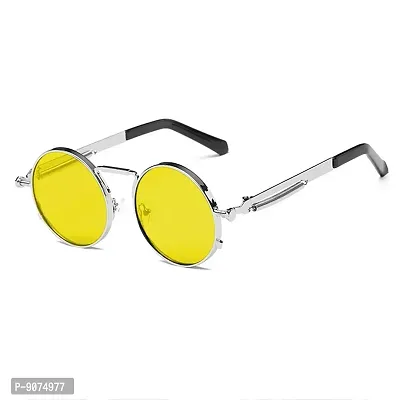 PIRASO Unisex Arjun Reddy Round Sunglass (Silver, Yellow, Free Size)