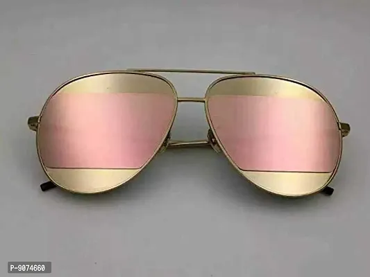 PIRASO UV Protected Metal Body Unisex Sunglasses GOLD PINK-thumb5