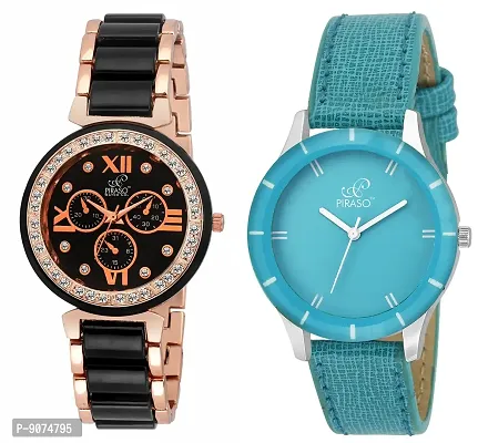 Piraso Studded Dial  Designer Strap Analog Watch for Women/Girls PS-06 Combo Pack of 2