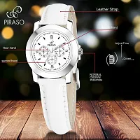 PIRASO Classy Chrono Design Dial with White Color Strap Watch for Women & Girls-thumb1