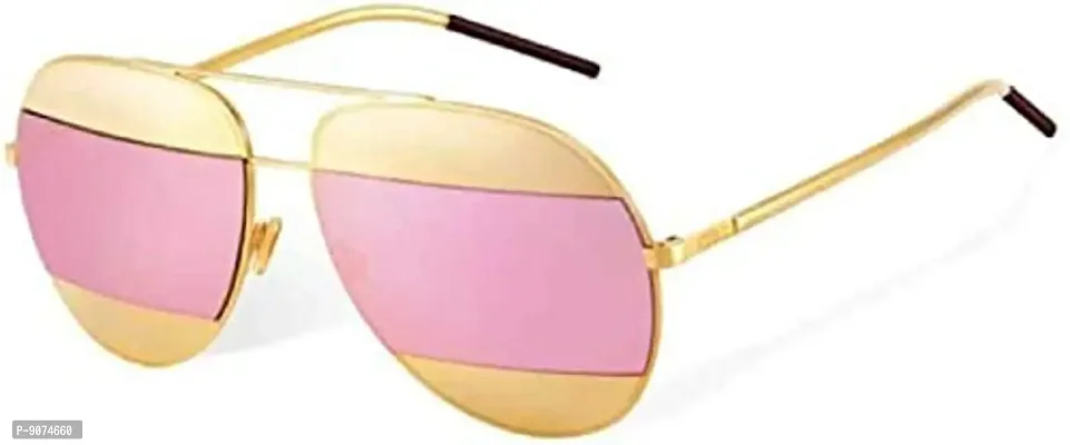 PIRASO UV Protected Metal Body Unisex Sunglasses GOLD PINK-thumb0