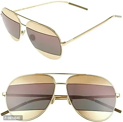 PIRASO Metal Body Classy Look UV Protected Unisex Sunglasses BROWN GOLD-thumb3