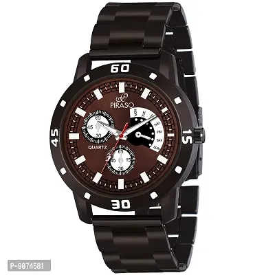 PIRASO Brown Dial with Brown Stainless Chain Watch for Men Boys