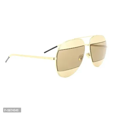 PIRASO Metal Body Classy Look UV Protected Unisex Sunglasses BROWN GOLD-thumb4