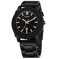 G-HAWK Luxury Look Black Dial and Black Stainless Steel Chain with Time and Date Functioning Watch for Men Boys-thumb1