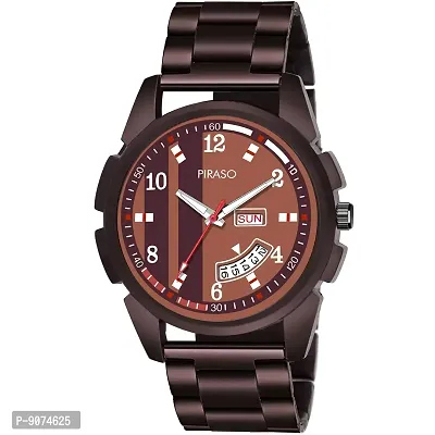 PIRASO Stunning Look Brown Dial  Brown Chain with Day and Date Functioning Analogue Watch for Men,Boys