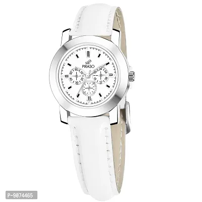 PIRASO Classy Chrono Design Dial with White Color Strap Watch for Women & Girls-thumb3