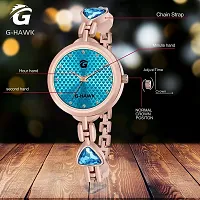 G-HAWK Blue Colour Little Hearts on Dial with Beautifully Designed Double Heart Band Watches for Women Girls-thumb3