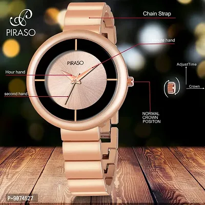 PIRASO Stunning Look Rosegold Color Band Watch for Women/Girls-thumb4