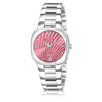 New Pink Abstract Floral Analog Watch For Women LR308
