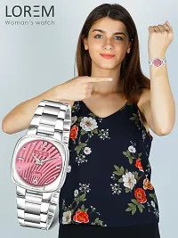 New Pink Abstract Floral Analog Watch For Women LR308-thumb1