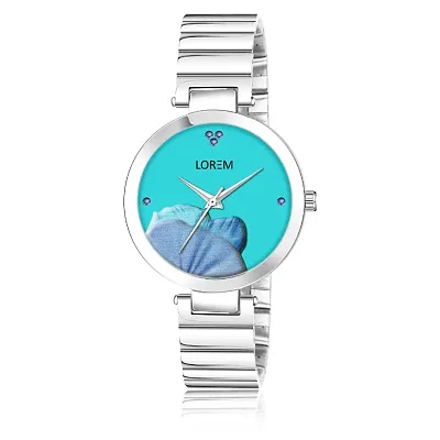 New Attractive Blue Flower Designer Analog Watch For Women LR310