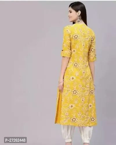 Stylish Yellow Viscose Rayon Stitched Kurta For Women-thumb2