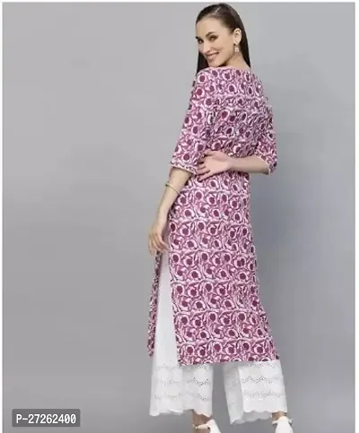 Stylish Pink Viscose Rayon Stitched Kurta For Women-thumb2