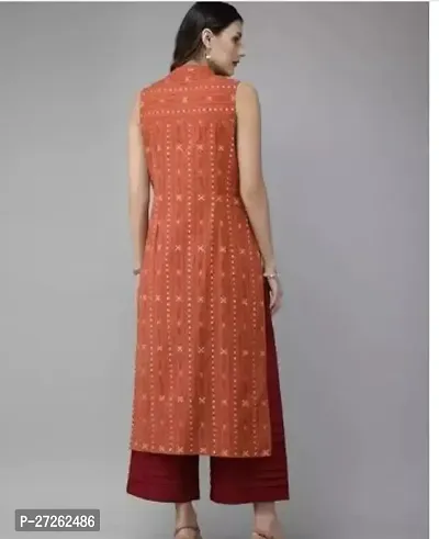 Stylish Orange Rayon Stitched Kurta For Women-thumb2