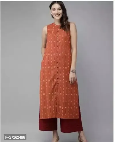 Stylish Orange Rayon Stitched Kurta For Women-thumb0