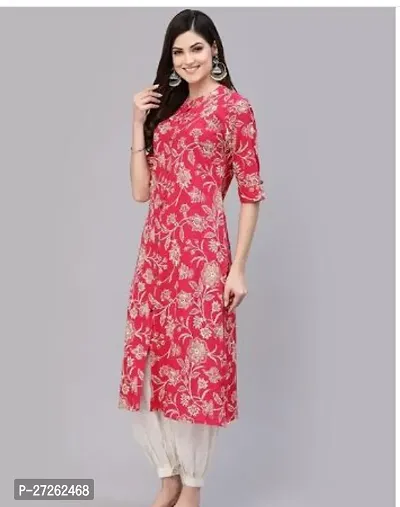 Stylish Pink Rayon Stitched Kurta For Women-thumb0