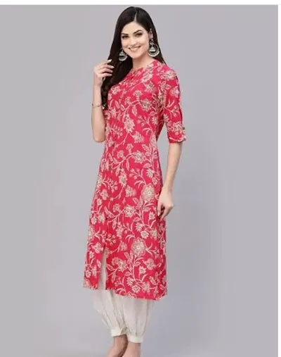 Stylish Rayon Floral Printed A-Line Kurti