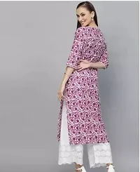 Stylish Pink Viscose Rayon Stitched Kurta For Women-thumb1