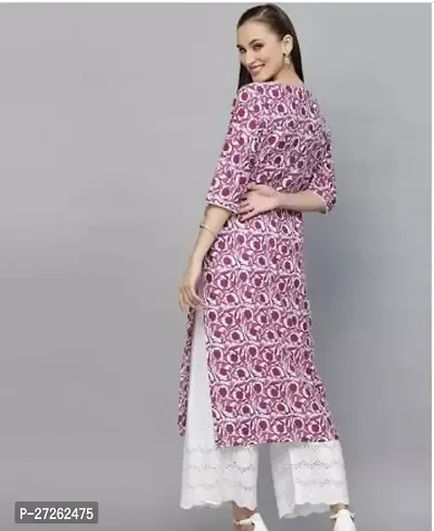 Stylish Pink Viscose Rayon Stitched Kurta For Women-thumb2