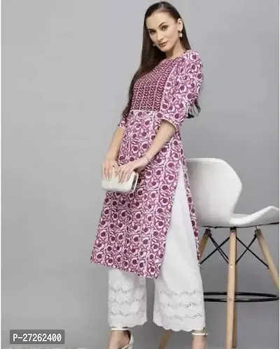 Stylish Pink Viscose Rayon Stitched Kurta For Women-thumb0