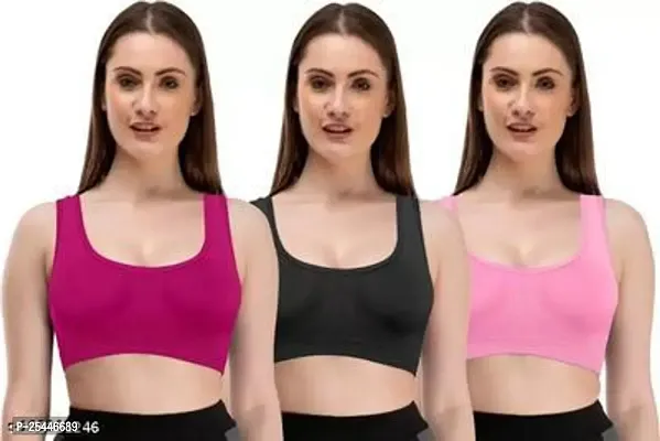 Stylish Cotton Solid Bras For Women Pack Of 3-thumb0