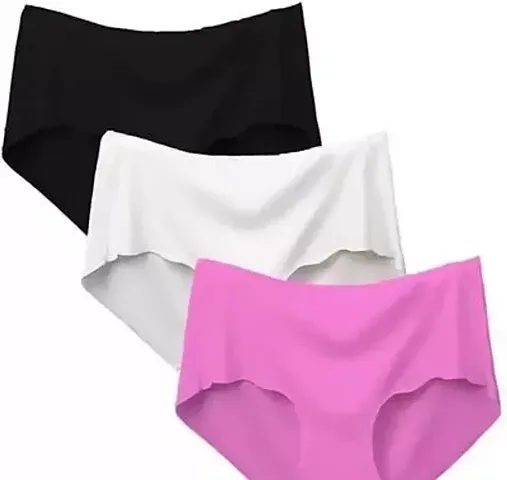 Kineret Women's Solid Regular Fit Silk Stretchable Super-Soft Full Coverage Pack of 3 Panties (U_G_6018)