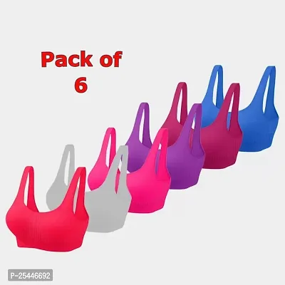Stylish Cotton Solid Bras For Women Pack Of 6