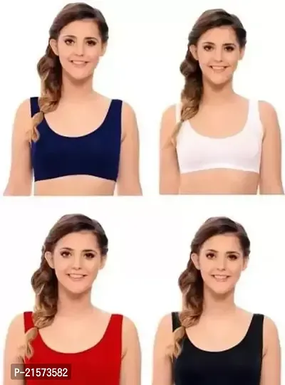 Stylish Fancy Cotton Solid Bras For Women Pack Of 4