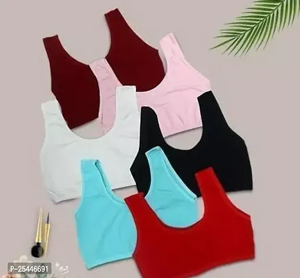 Stylish Cotton Solid Bras For Women Pack Of 6-thumb0
