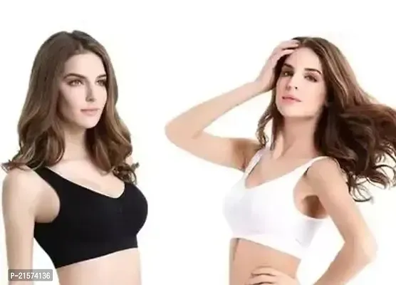 Stylish Fancy Cotton Solid Bras For Women Pack Of 2
