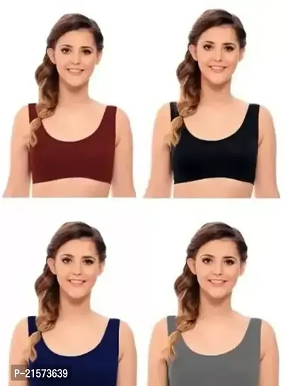 Stylish Fancy Cotton Solid Bras For Women Pack Of 4