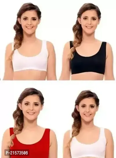 Stylish Fancy Cotton Solid Bras For Women Pack Of 4