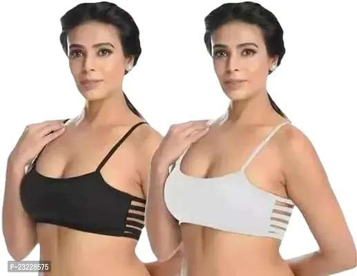 A One Creation Women's Cotton Solid Wire Free Adjustable Lightweight Seamless Casual Wedding Bra - Pack of 2 (1141)-thumb5