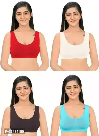 Stylish Fancy Cotton Solid Bras For Women Pack Of 4-thumb0