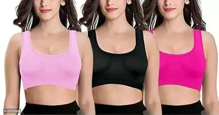 Stylish Fancy Cotton Solid Bras For Women Pack Of 3