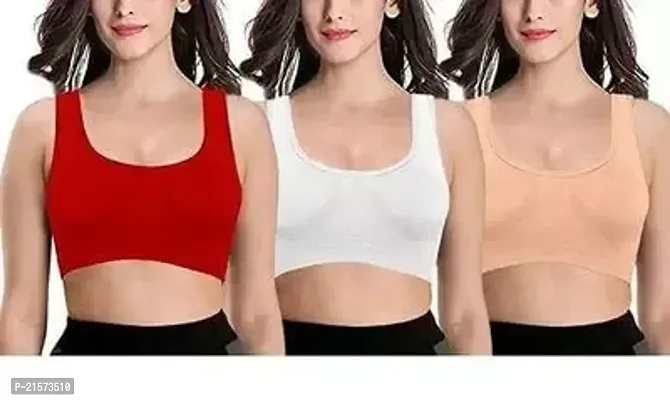 Stylish Fancy Cotton Solid Bras For Women Pack Of 3-thumb0