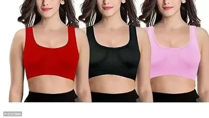 Stylish Fancy Cotton Solid Bras For Women Pack Of 3